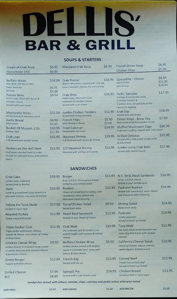 Dellis' Restaurant Bar & Grill - Menu Scan 3